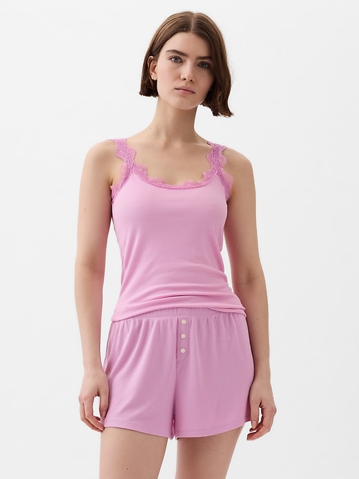 Image number 1 showing, Mini Rib Lace PJ Tank Top