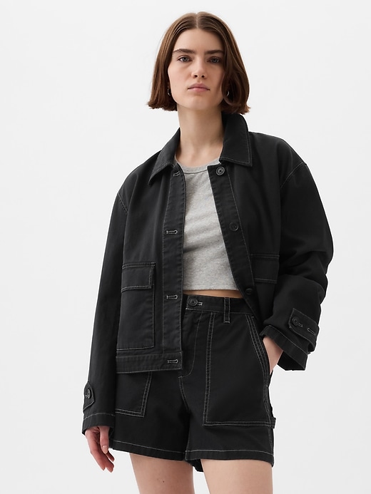 1 of 8 showing, with the color black of product Relaxed Utility Jacket