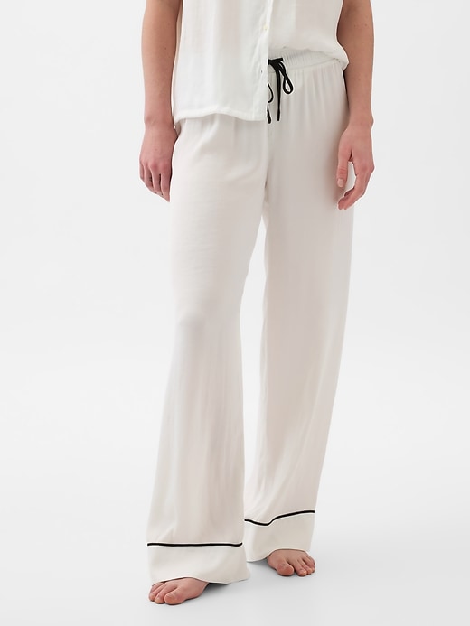 1 of 8 showing, with the color new off white of product Satin PJ Pants