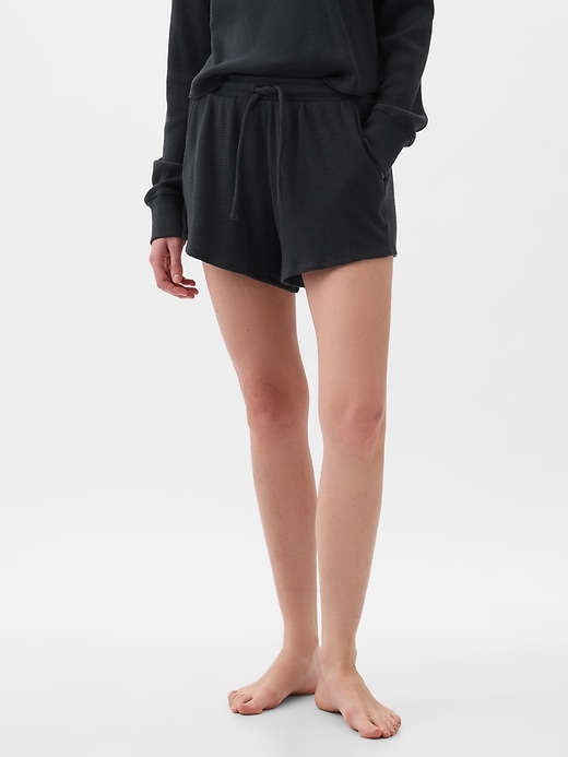 1 of 8 showing, with the color black of product Waffle PJ Shorts