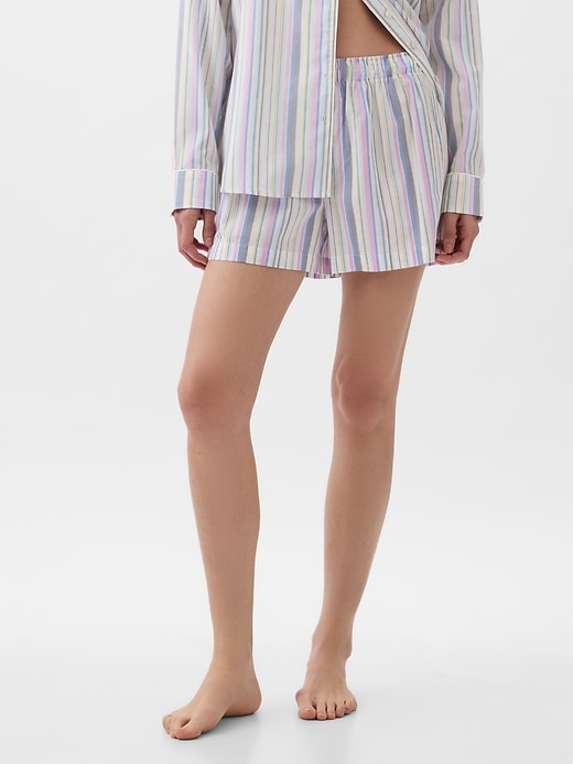 1 of 8 showing, with the color multi stripe of product Poplin PJ Shorts