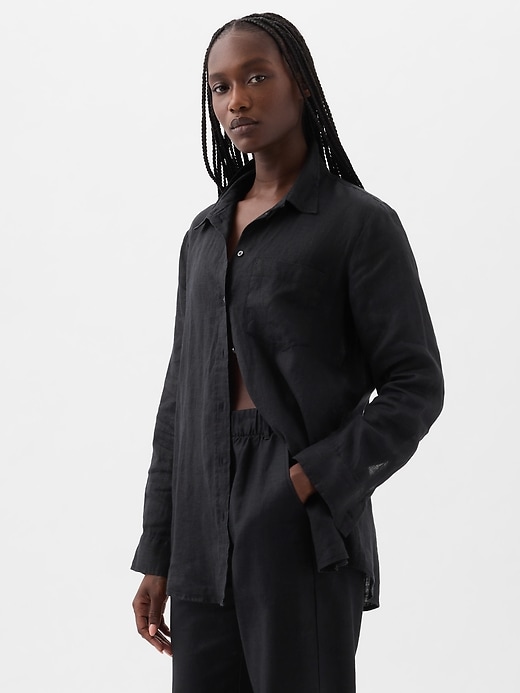 Image number 1 showing, 100% Linen Boyfriend Shirt