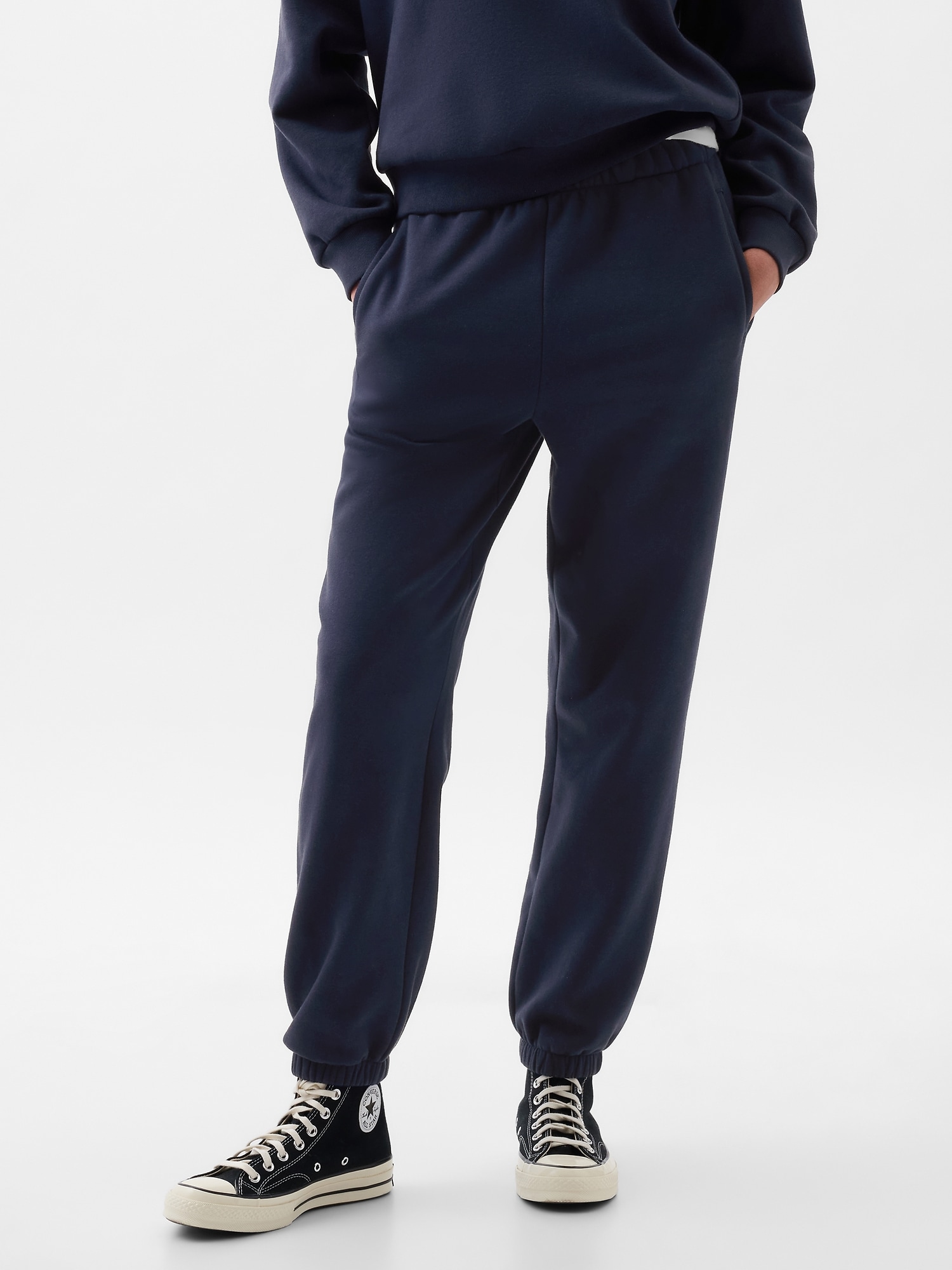 Shop Gap High Rise Boyfriend Joggers In Navy Blue