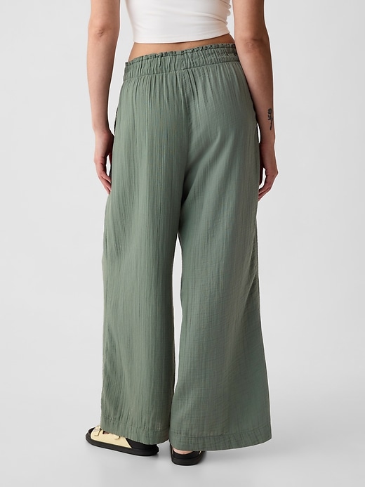 Women's Crinkle-Gauze Cropped Wide-Leg Pants