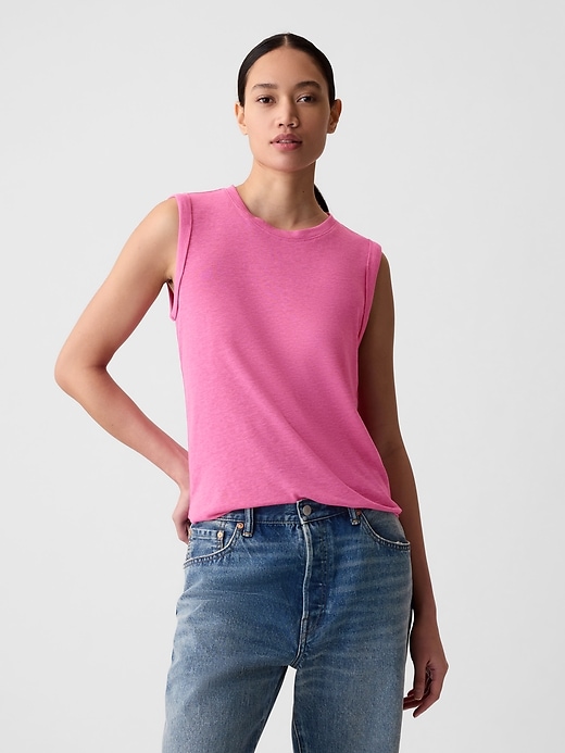 Image number 1 showing, Linen-Blend Tank Top