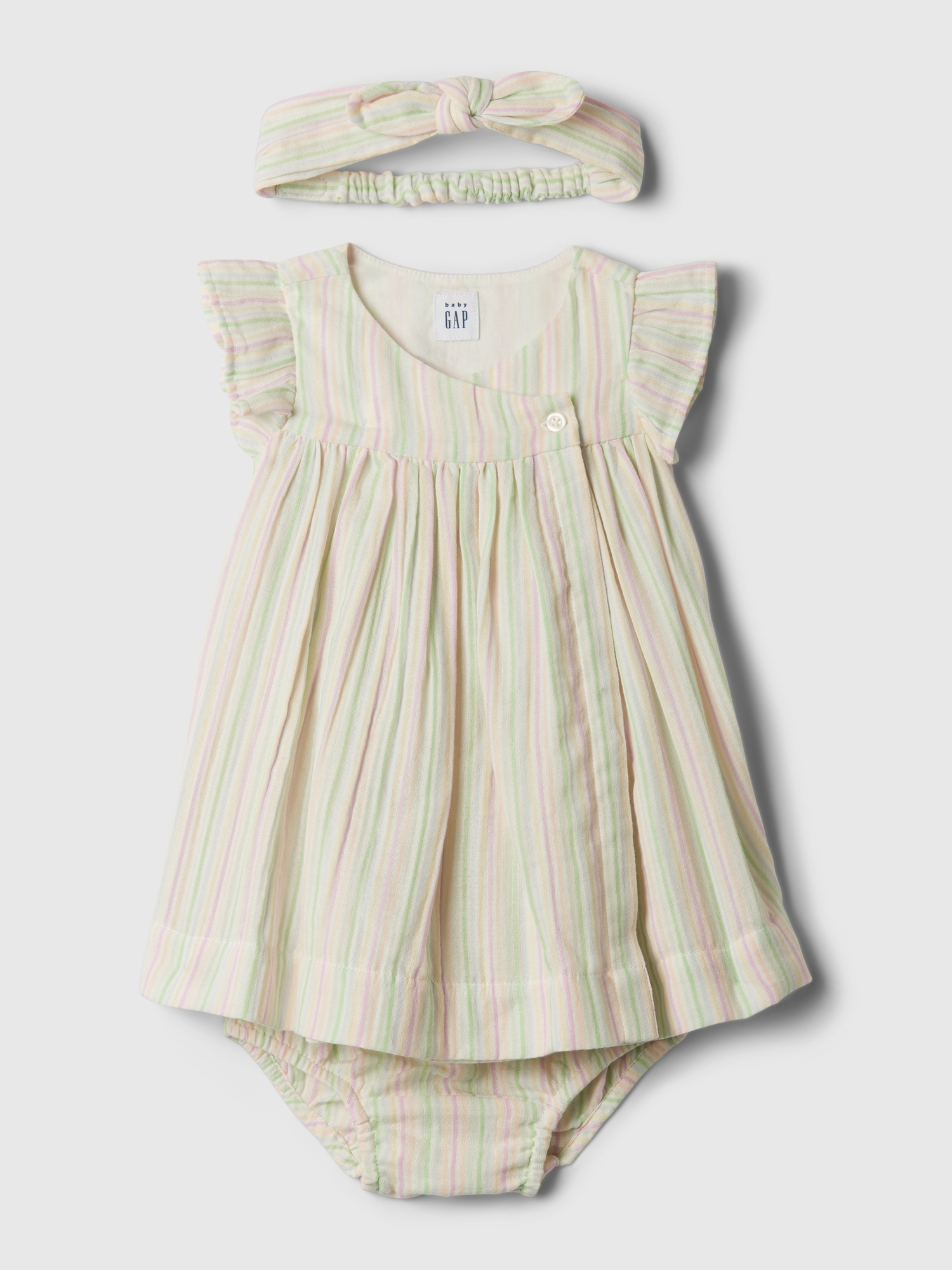 Baby Crinkle Gauze Stripe Dress Set