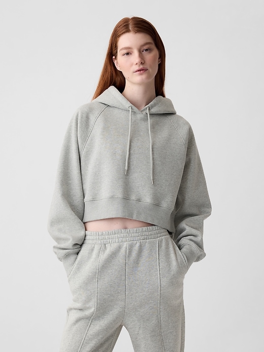 1 of 8 showing, with the color light heather grey of product Vintage Soft Cropped Hoodie