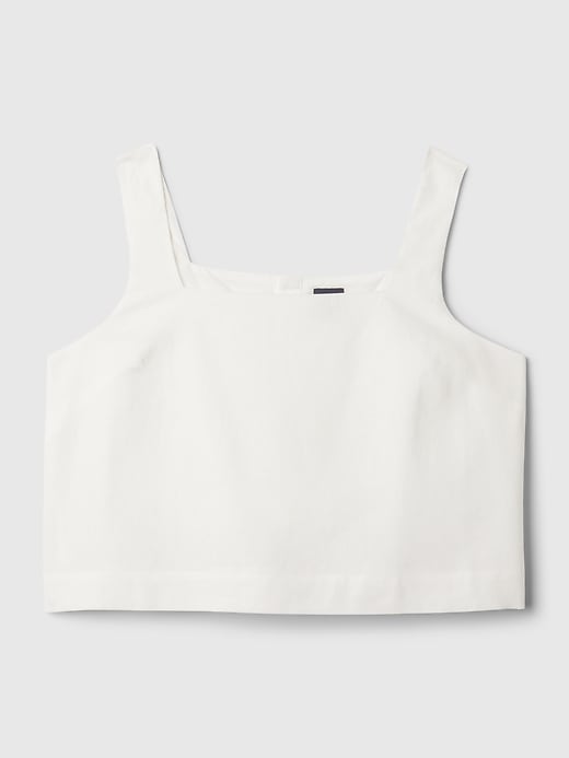 Image number 3 showing, Linen-Blend Button-Back Cropped Tank Top