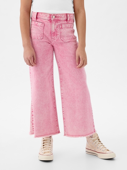 2 of 8 showing, with the color pink denim of product Kids High Rise Stride Wide-Leg Ankle Jeans