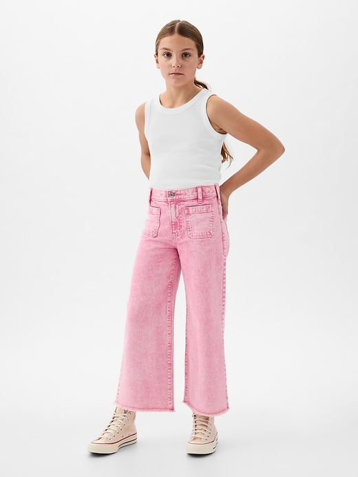 Image number 1 showing, Kids High Rise Stride Wide-Leg Ankle Jeans