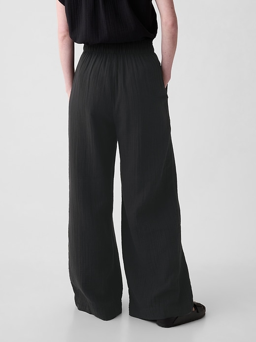 Image number 4 showing, Mid Rise Crinkle Gauze Wide-Leg Pants