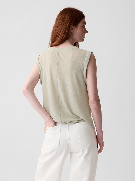 2 of 8 showing, with the color regular grey of product Linen-Blend Tank Top