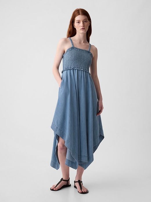 Image number 1 showing, Denim Handkerchief Hem Midi Dress