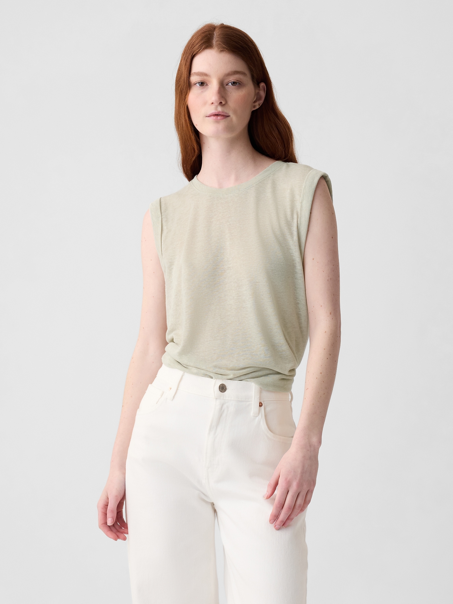 Linen-Blend Tank Top