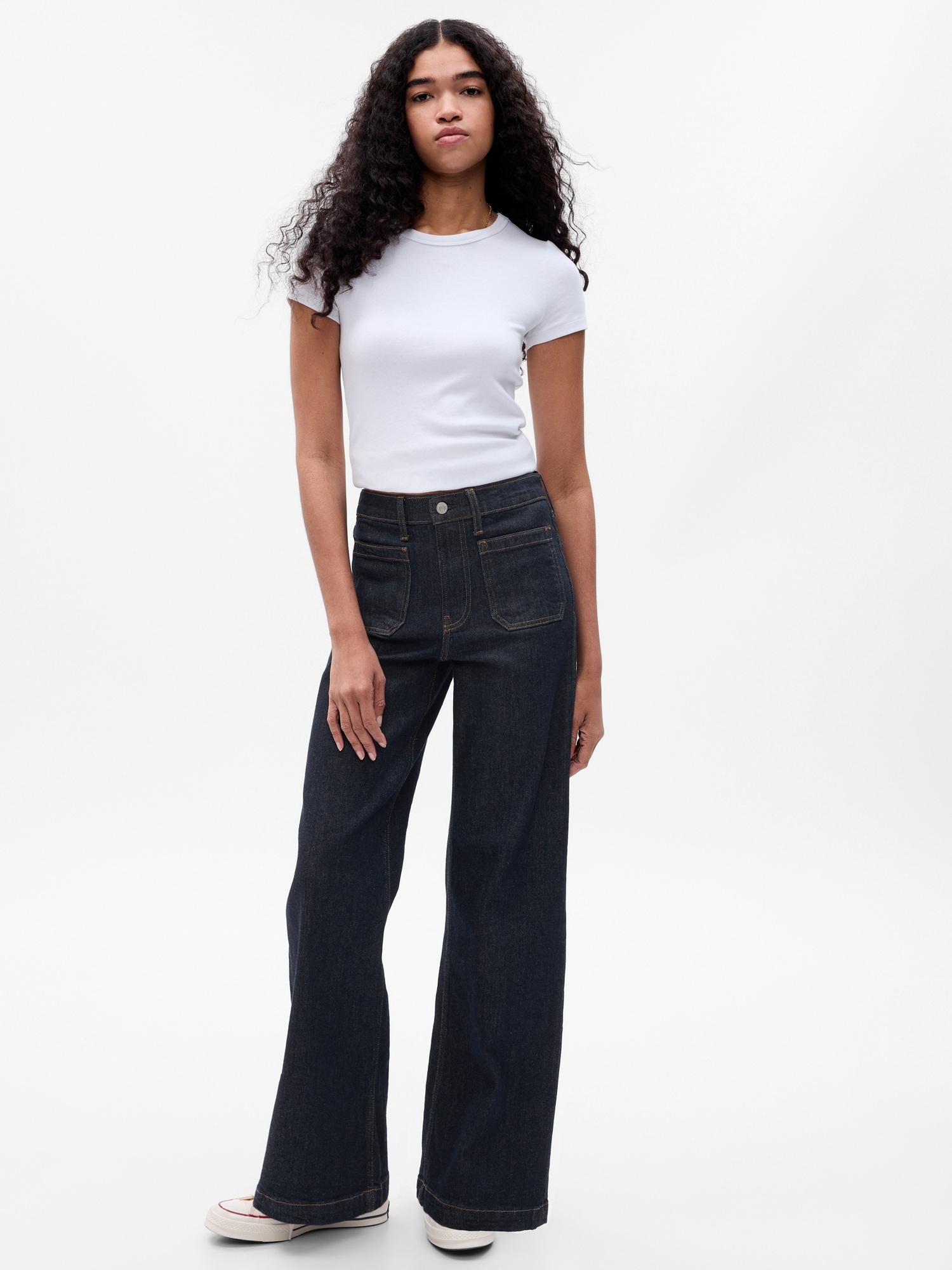 High Rise Stride Wide-Leg Jeans