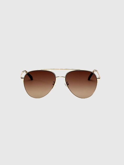 1 of 8 showing, with the color Gold Gradient of product Eleventh Hour Oversized Aviator Sunglasses