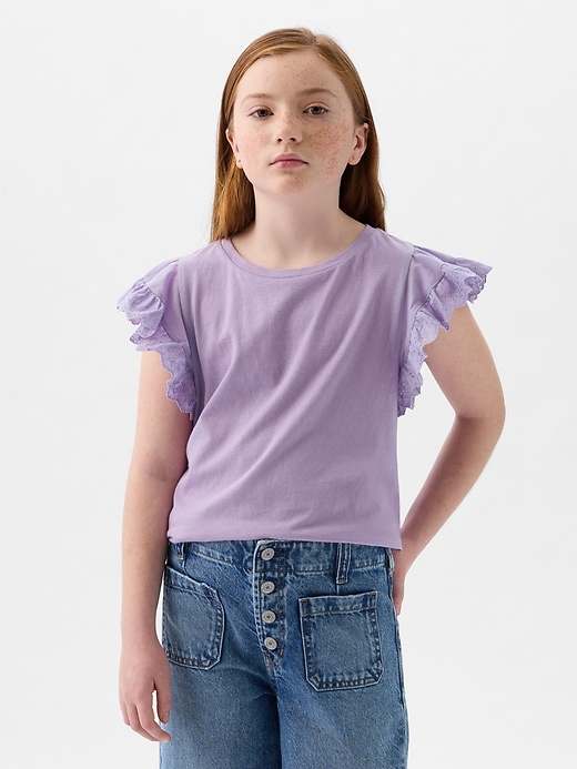 1 of 8 showing, with the color purple tune of product Kids Eyelet T-Shirt