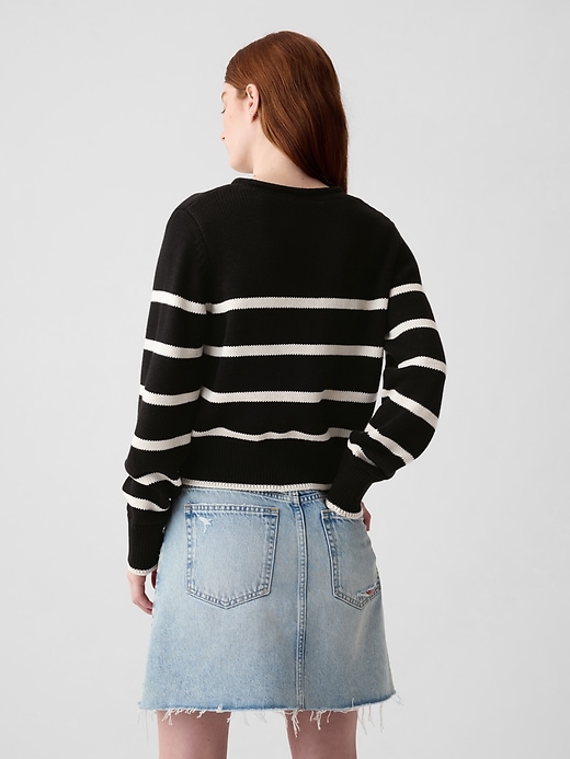 2 of 8 showing, with the color black white stripe of product Shrunken Roll Neck Sweater