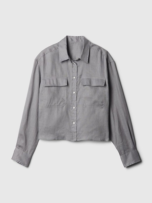 Image number 8 showing, 100% Linen Cropped Shirt