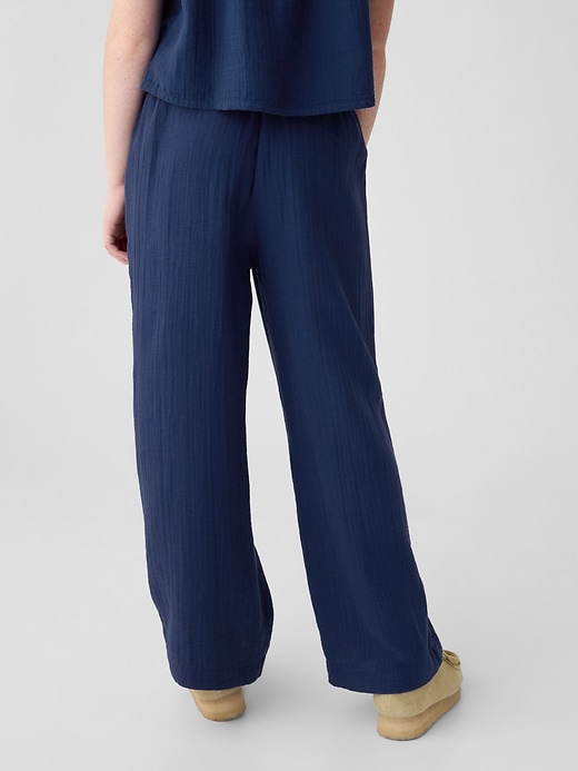 2 of 8 showing, with the color pangea blue of product Kids Crinkle Gauze Pants