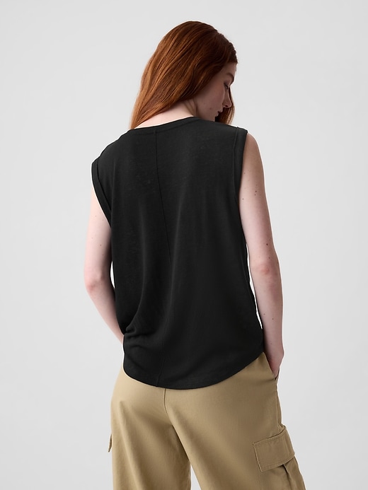 2 of 8 showing, with the color black of product Linen-Blend Tank Top