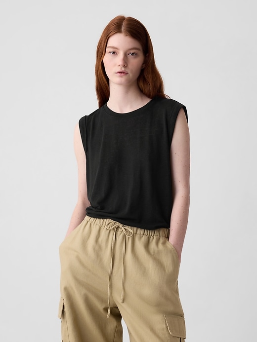 Image number 1 showing, Linen-Blend Tank Top