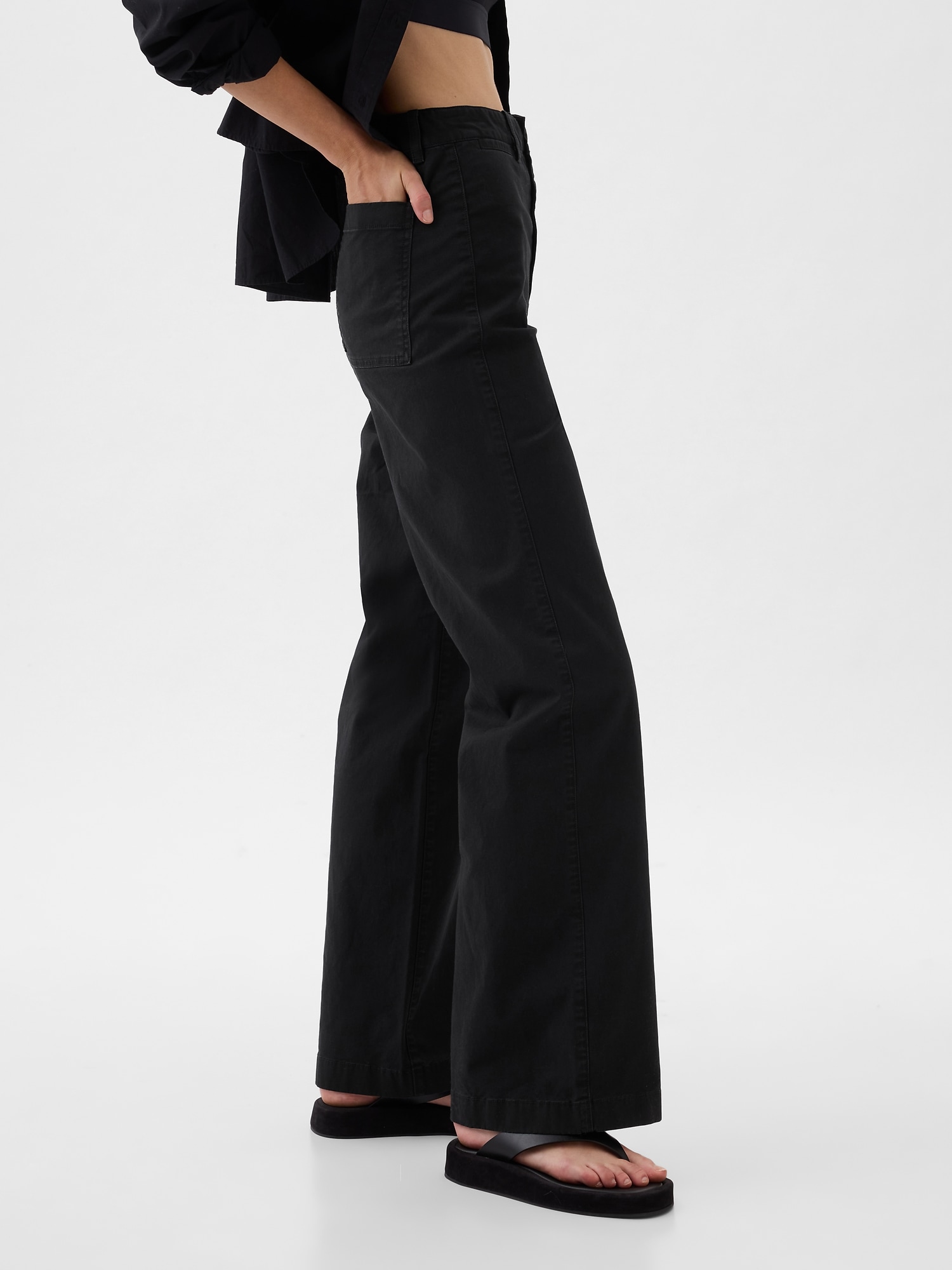 Wide-Leg Seamed Pull-On Pants | Gap