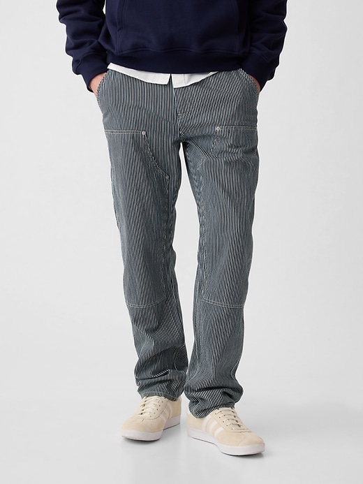 Image number 3 showing, Double-Knee Railroad Striped Carpenter Jeans