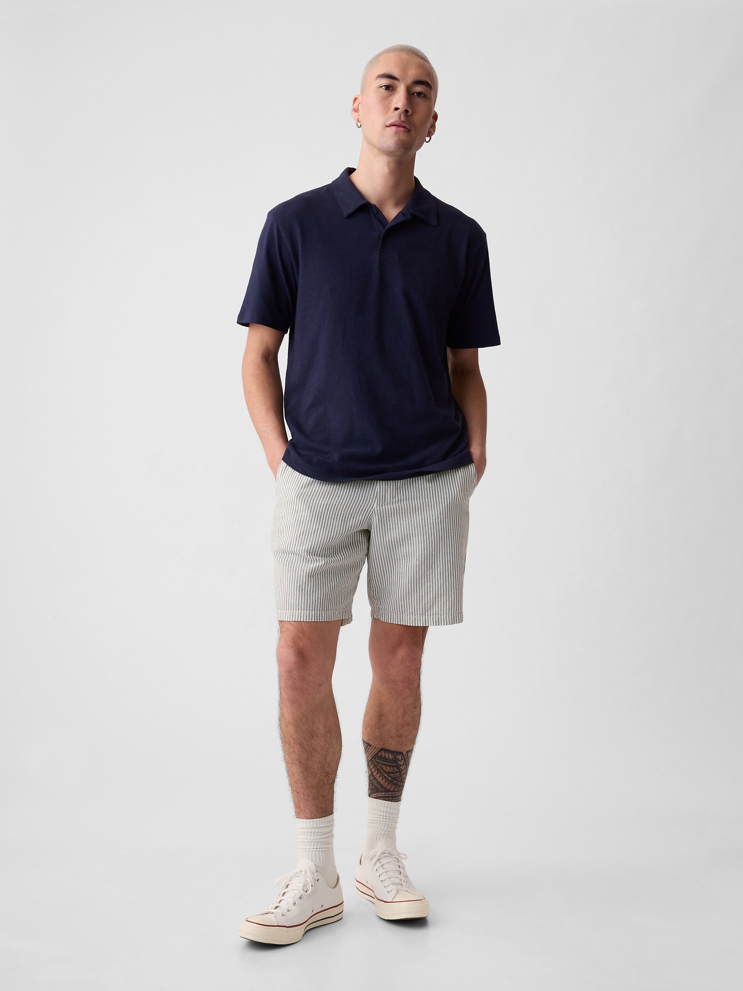 8" Linen-Cotton Shorts
