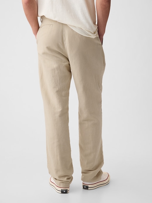2 of 8 showing, with the color oatmeal of product Linen-Cotton Pleated Trousers