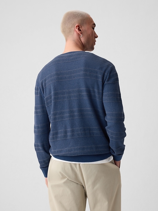 2 of 8 showing, with the color navy pleated of product Textured Crewneck Sweater