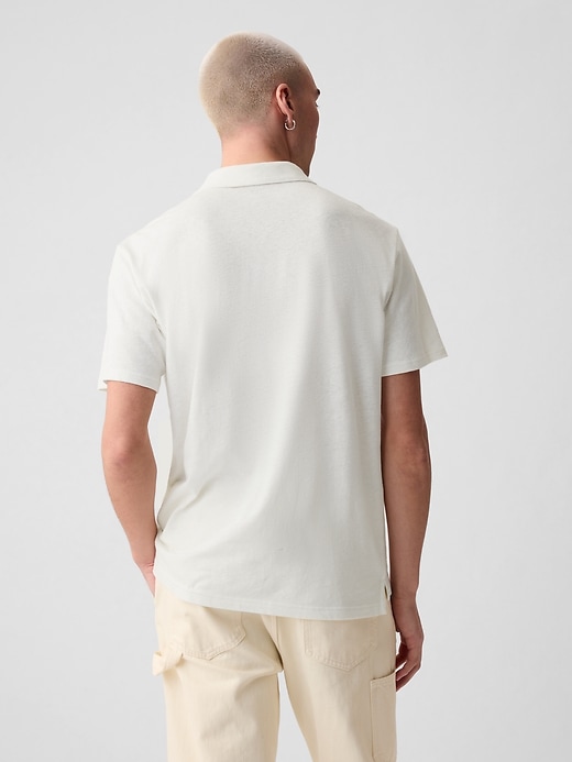 2 of 8 showing, with the color new off white of product Linen-Cotton Polo Shirt