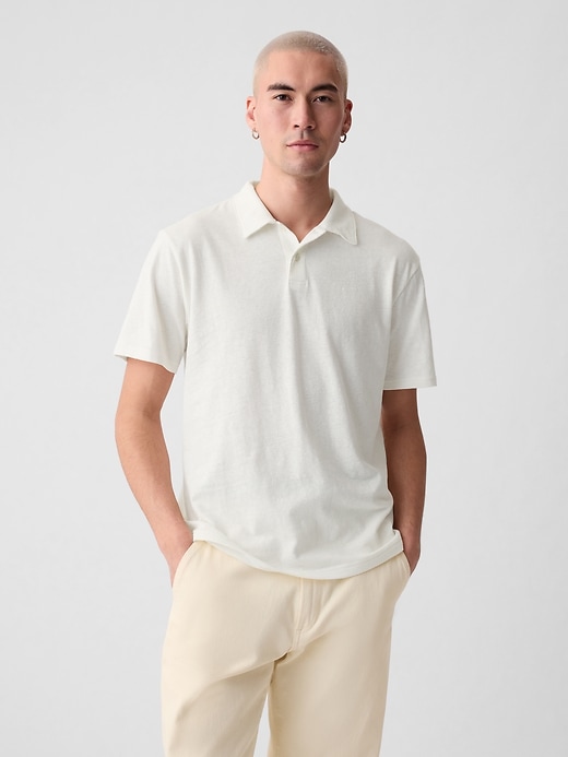 Image number 1 showing, Linen-Cotton Polo Shirt