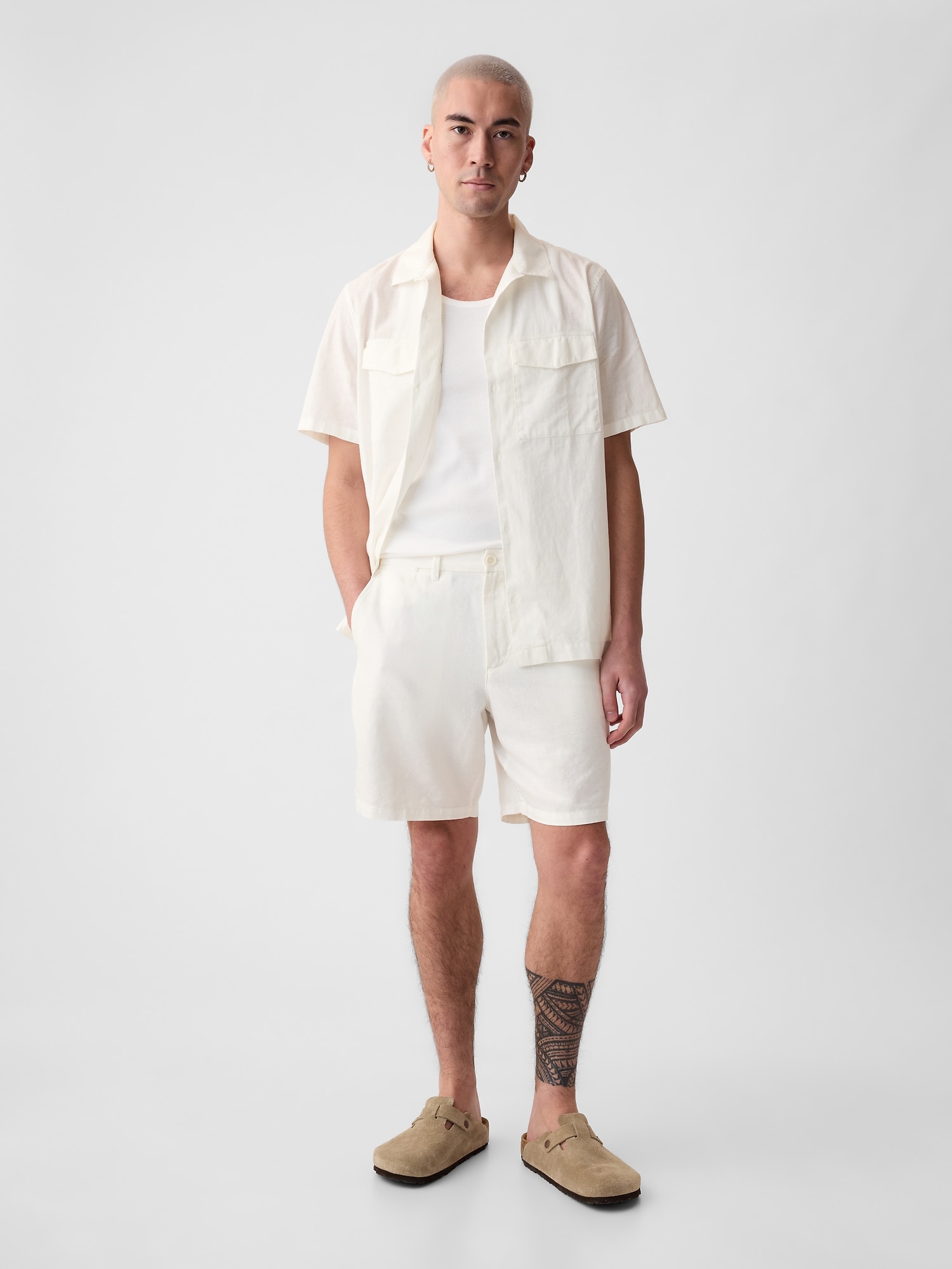 Gap 8" Linen-cotton Shorts In Off White