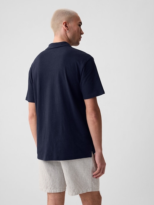 2 of 8 showing, with the color dark night of product Linen-Cotton Polo Shirt