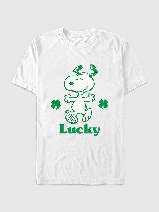 1 of 8 showing, with the color White of product Peanuts Lucky St Patricks Day Graphic Tee