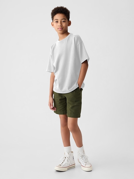 1 of 8 showing, with the color army jacket green of product Kids Linen-Cotton Shorts