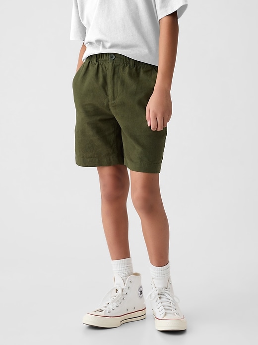 2 of 8 showing, with the color army jacket green of product Kids Linen-Cotton Shorts