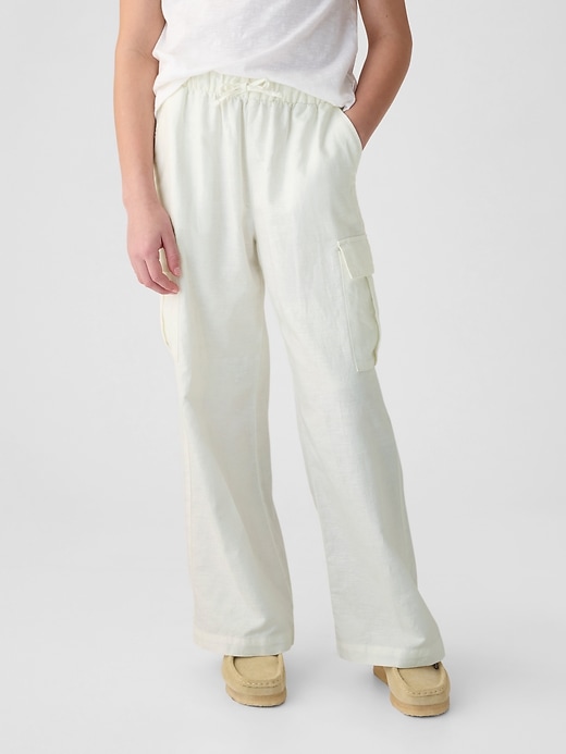 2 of 8 showing, with the color new off white of product Kids Linen-Cotton Pants