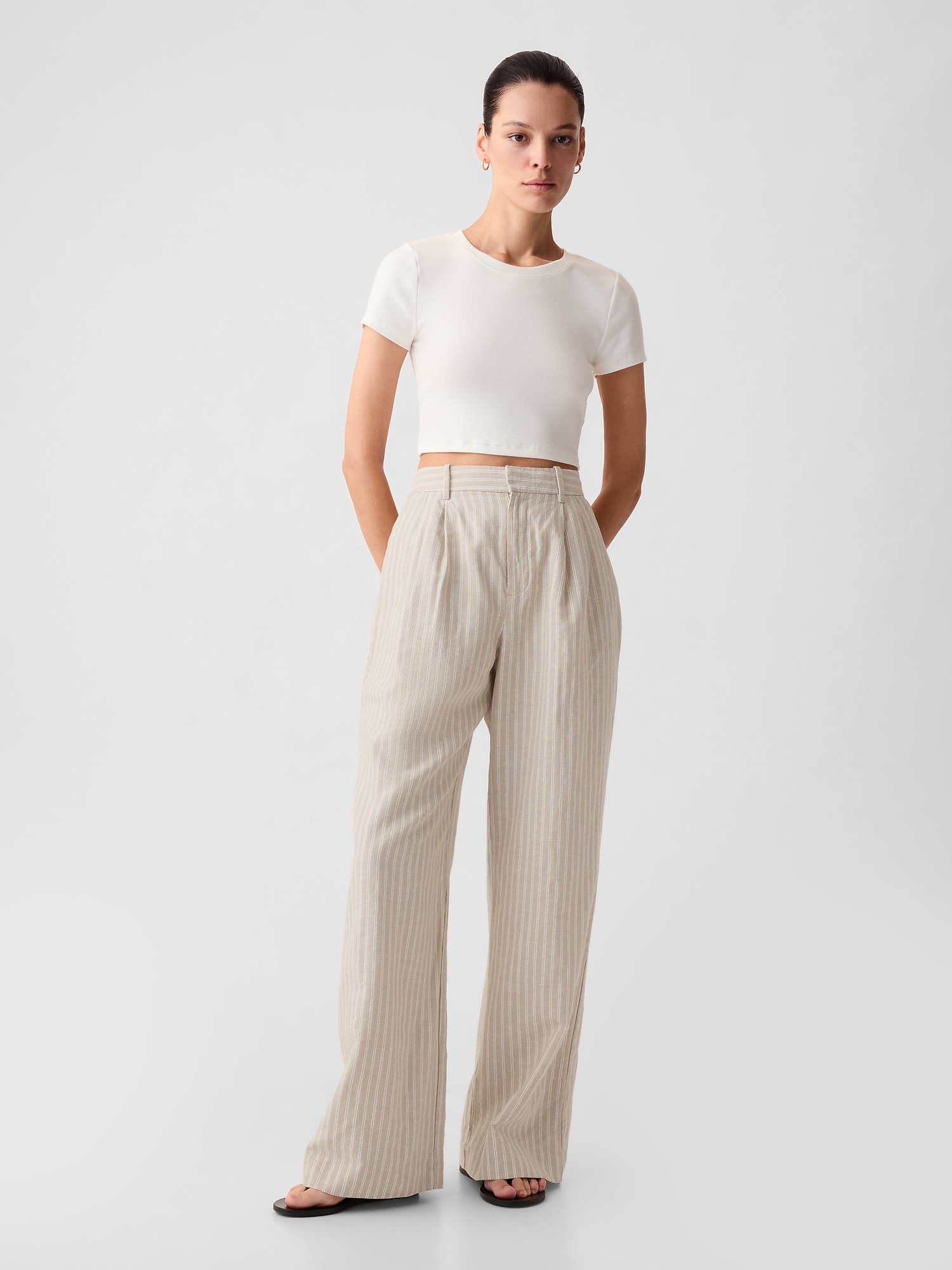 365 High Rise Linen-Cotton Trousers