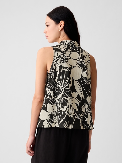 2 of 8 showing, with the color black floral of product Linen-Blend Shirt