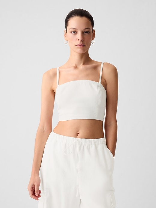 Image number 1 showing, Linen-Cotton Ultra-Cropped Cami