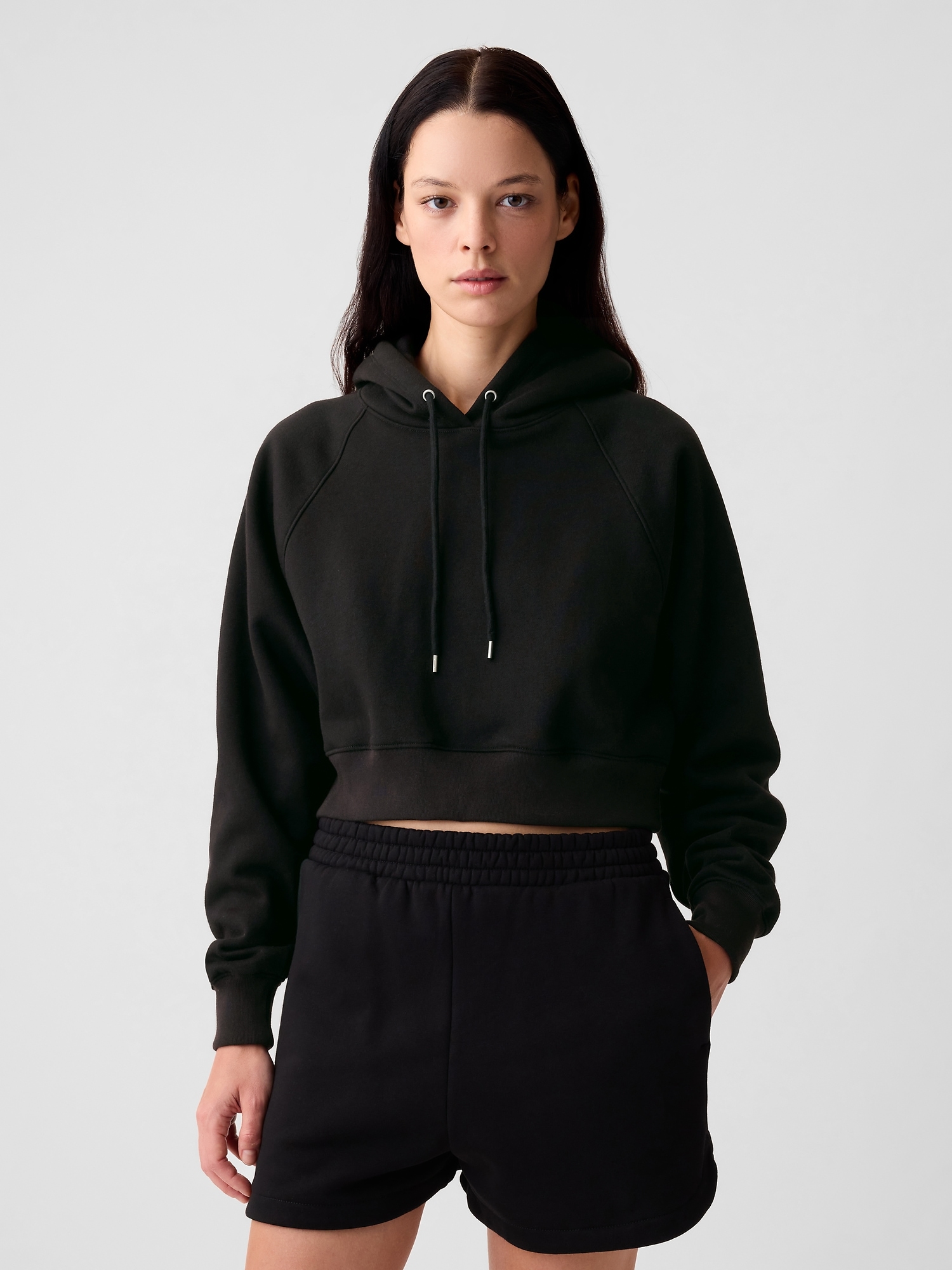 Gap Vintage Soft Ultra Cropped Hoodie In Black