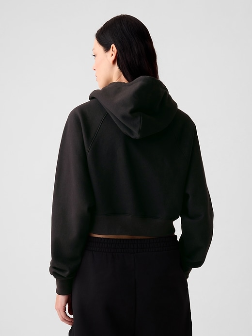 2 of 8 showing, with the color true black of product Vintage Soft Cropped Hoodie