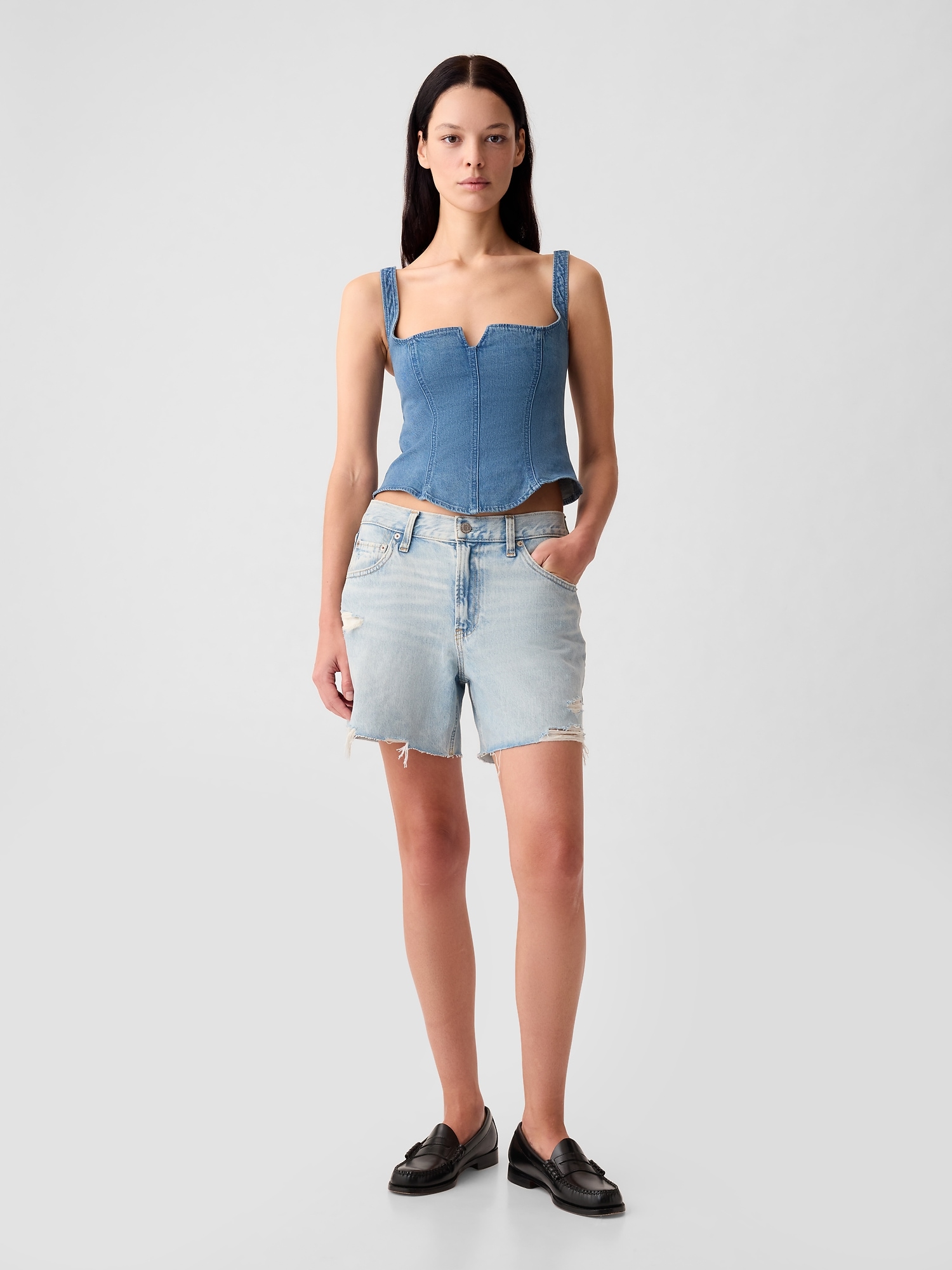 4 Low Rise Stride Denim Shorts