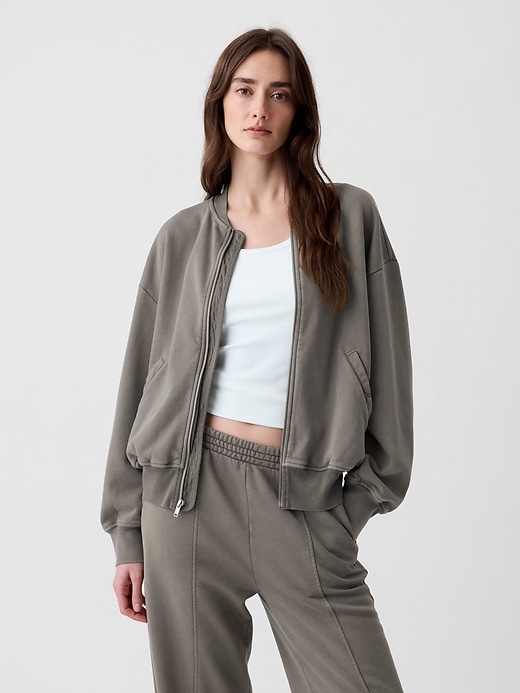 1 of 8 showing, with the color greenish grey of product Vintage Soft Bomber Jacket