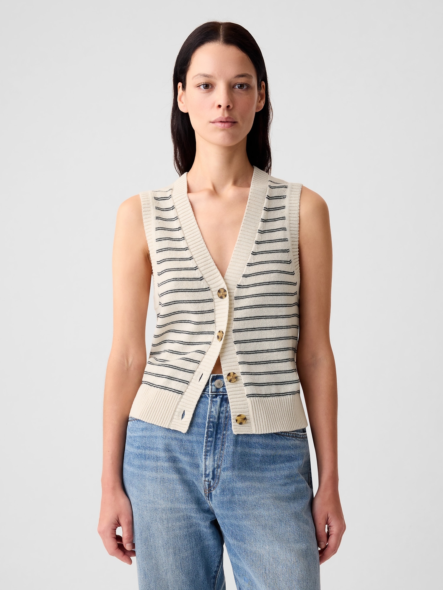 Linen-Blend Sweater Vest