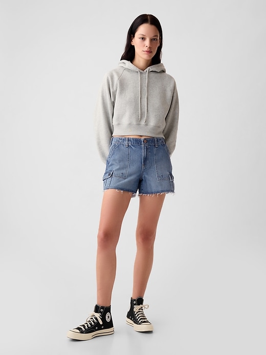 Image number 1 showing, Low Rise Y2K Cargo Denim Shorts