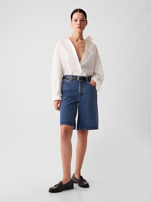 Image number 9 showing, 11.5" Mid Rise Longline Denim Shorts