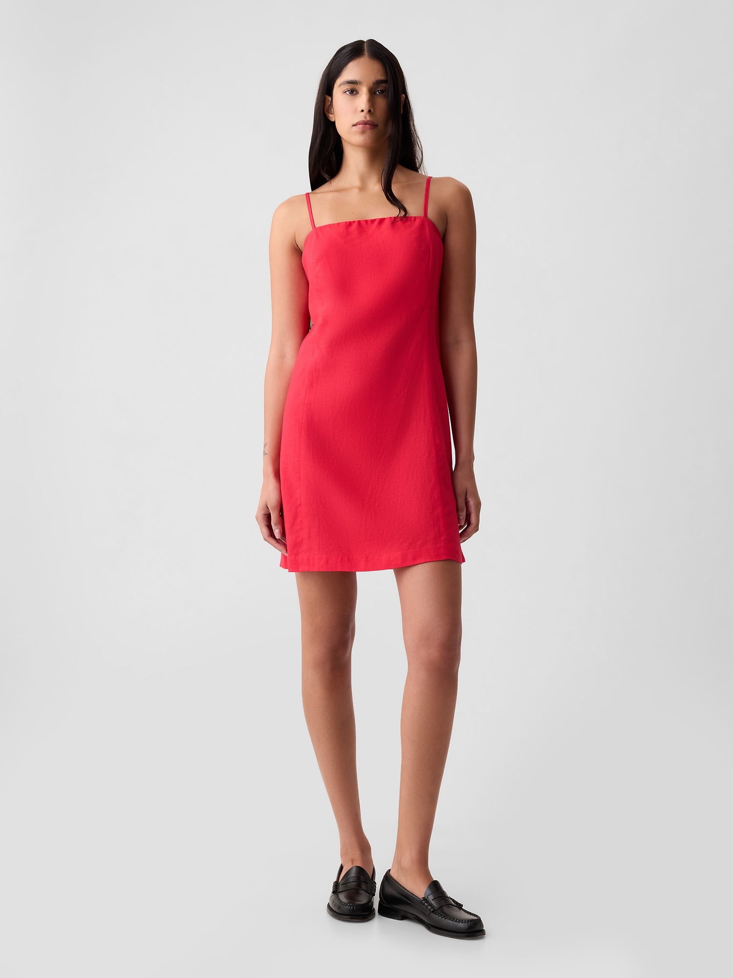 Gap Linen-blend Mini Dress In Slipper Red